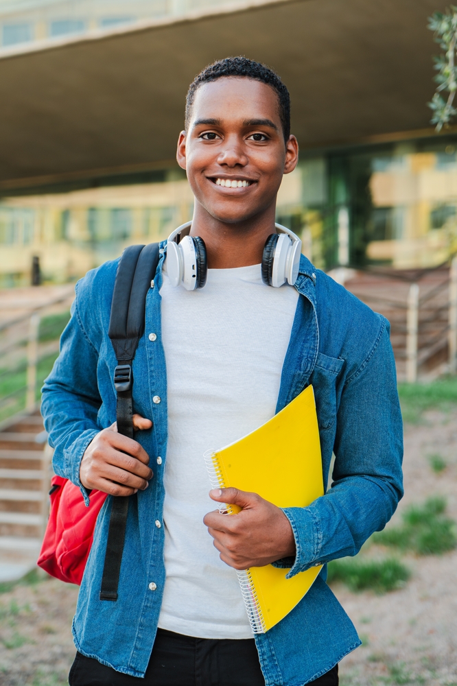 Vertical,Individual,Portrait,Of,A,African,American,Student,Young,Man